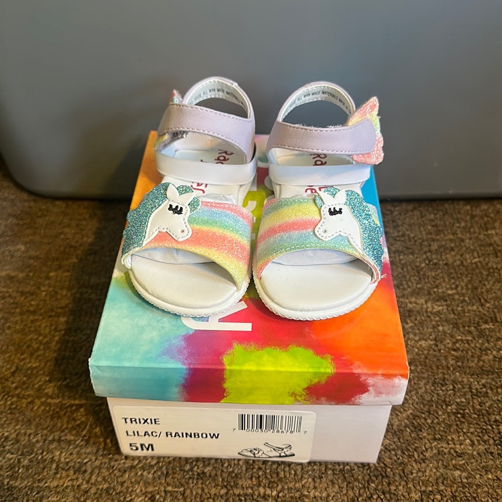 RACHEL SHOES TRIXIE UNICORN RAINBOW TODDLER SANDALS: NIB: SZ 5